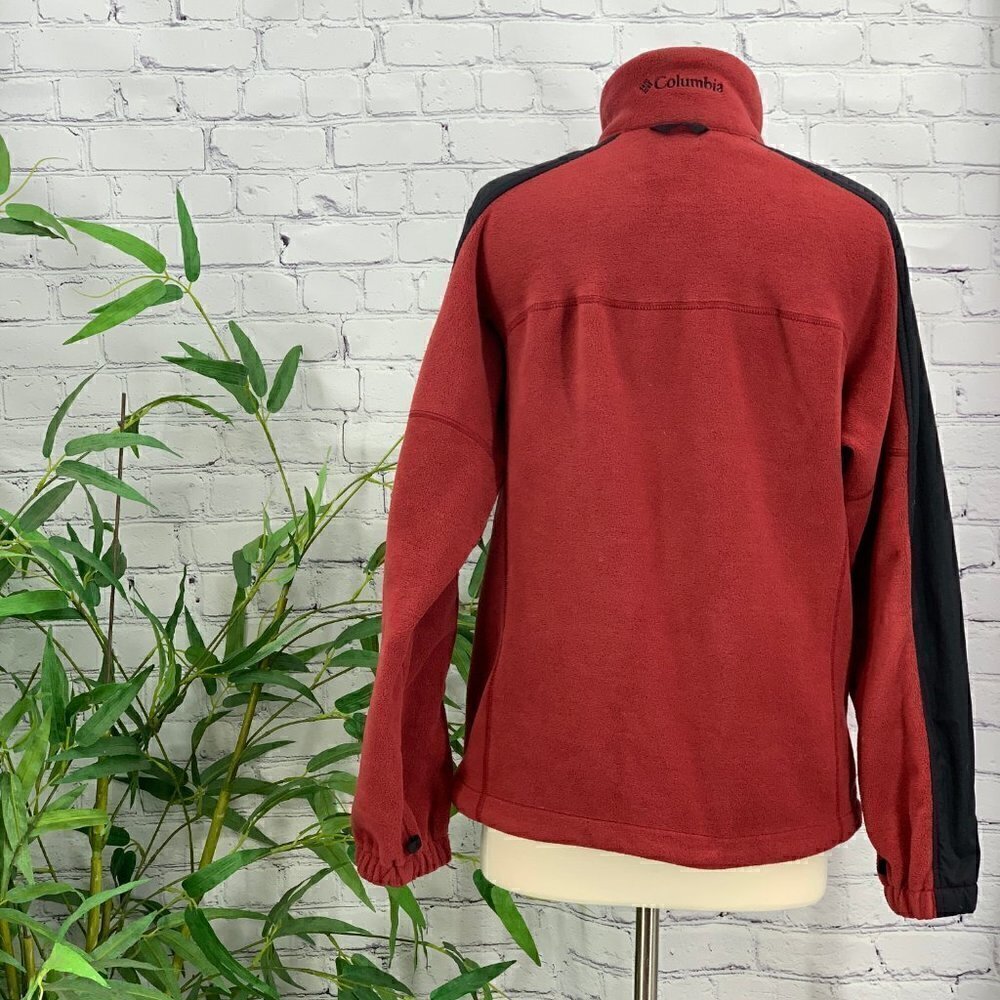 Columbia Red Fleece Jacket w/ Windbreaker Stripe - Picture 3 of 8